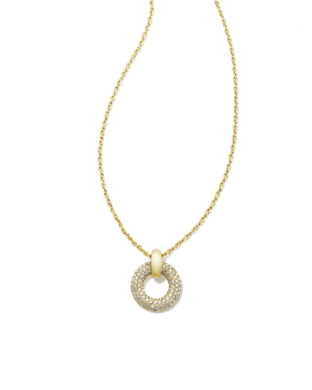 Mikki Gold Pave Short Pendant Necklace in White Crystal | Kendra Scott | Kendra Scott