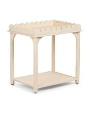 24.5x24x18 Scalloped Wood Rectangle Side Table | TJ Maxx