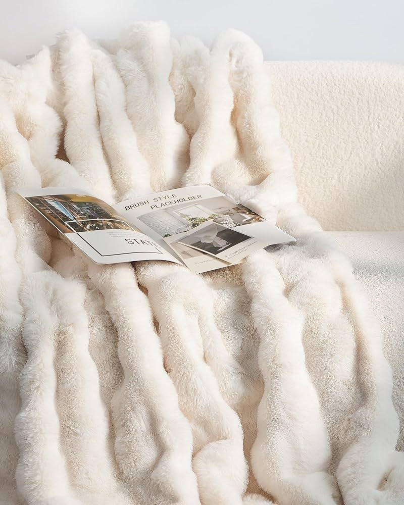 Faux Fur Throw Blanket, Ultra Soft Fuzzy Blanket for Couch or Bed, 50 x 60 Inches Luxury Fluffy B... | Amazon (US)