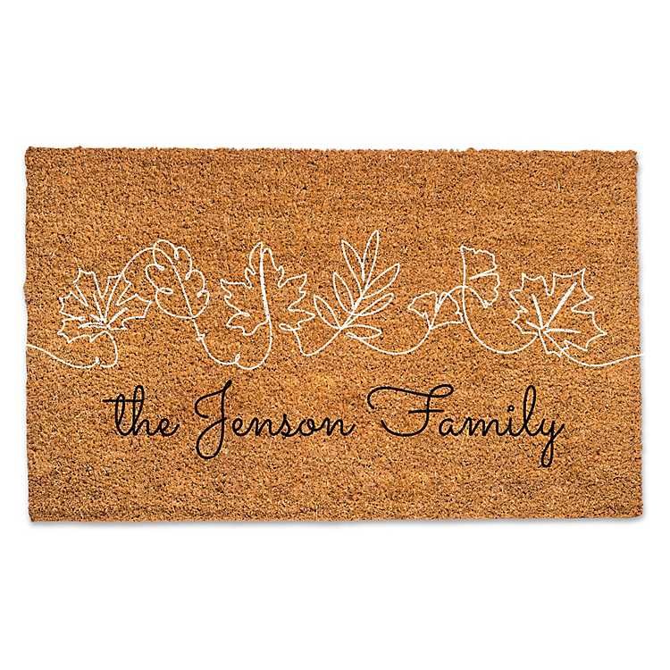 New! Personalized Simple Sketched Leaves Doormat | Kirkland's Home