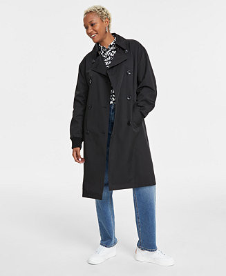 KARL LAGERFELD PARIS Women's Ruched-Sleeve Trench Coat - Macy's | Macy's