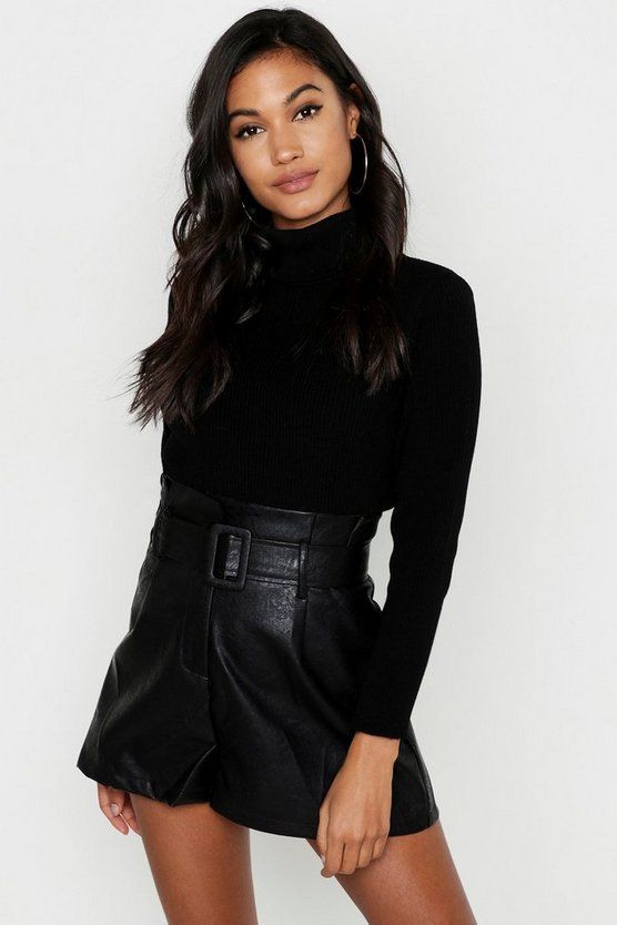 Faux Leather Belted Shorts | Boohoo.com (US & CA)