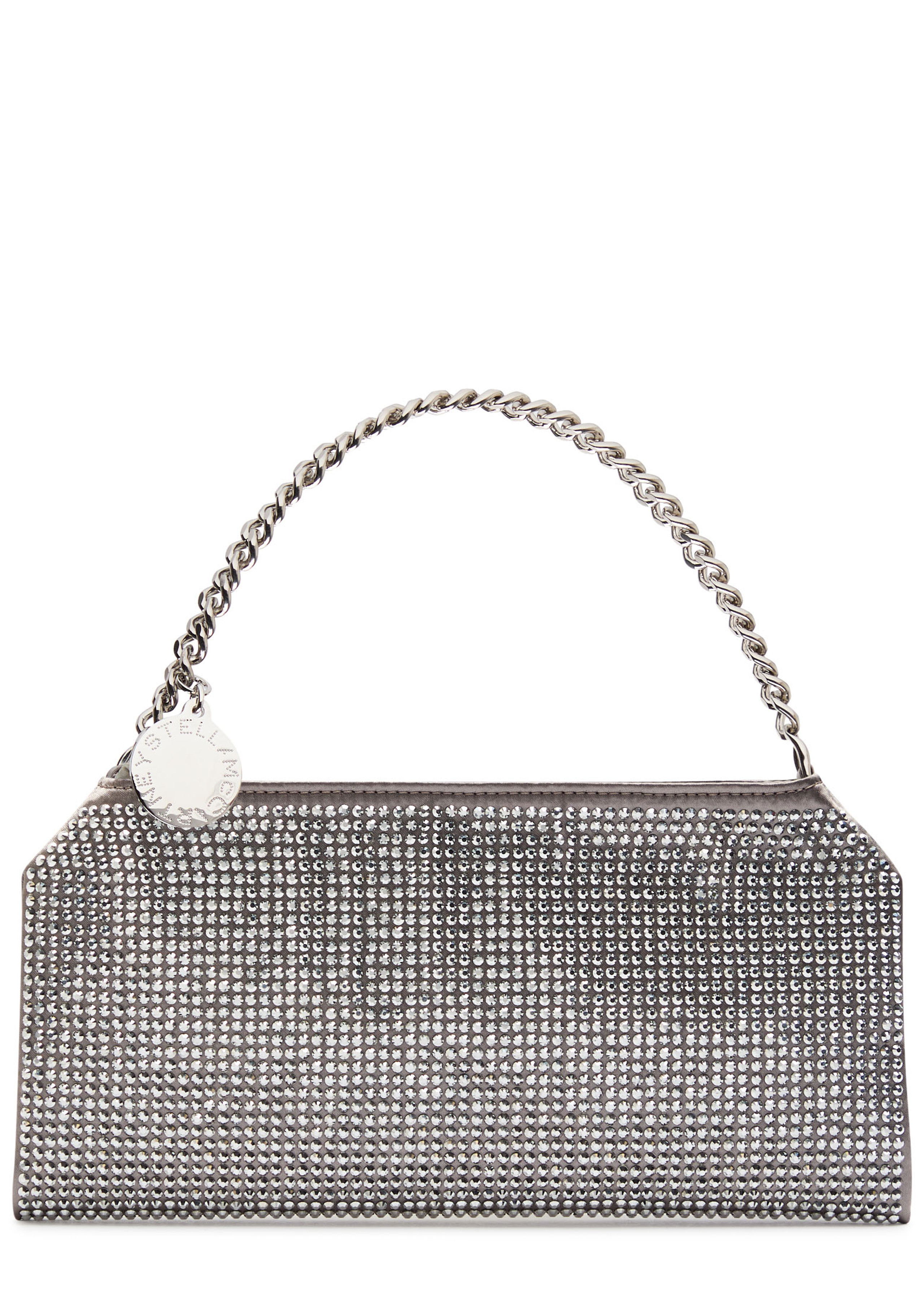 Falabella mini crystal-embellished satin top handle bag | Harvey Nichols