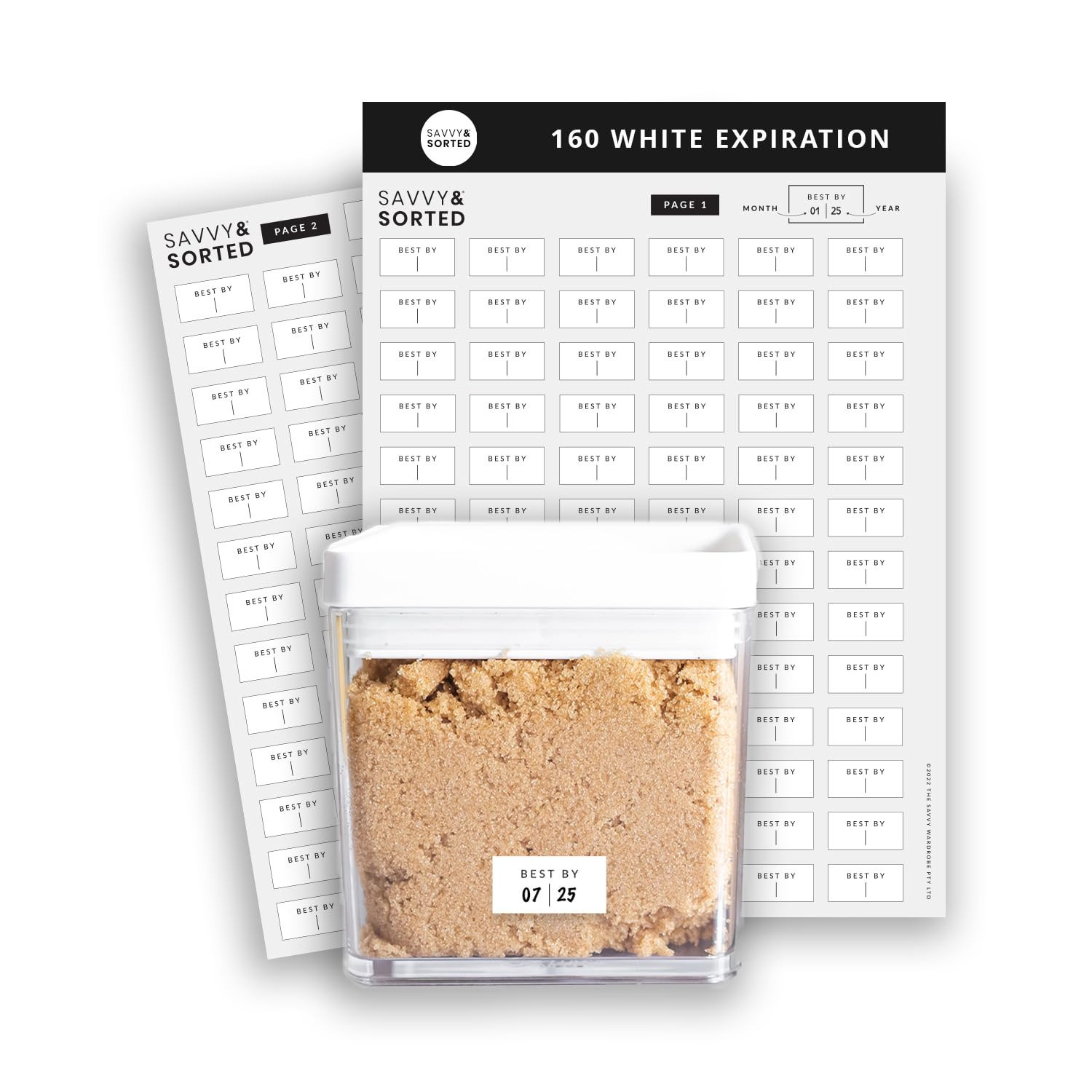 SAVVY & SORTED Expiration Date Pantry Labels, 160 Waterproof Food Expiration Date Labels for Cont... | Amazon (US)