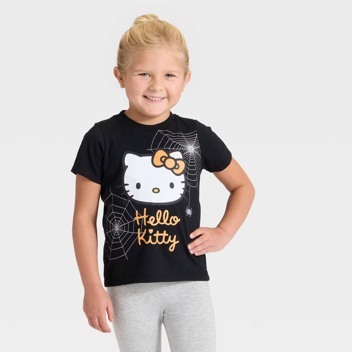 Toddler Girls' Hello Kitty Spider Halloween T-Shirt - Black | Target
