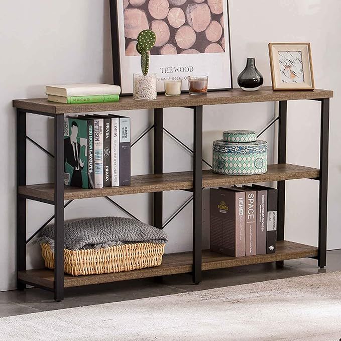 GRELO HOME Rustic Console Table for Entryway, Industrial Sofa/Entry Table with Storage Open Books... | Amazon (US)