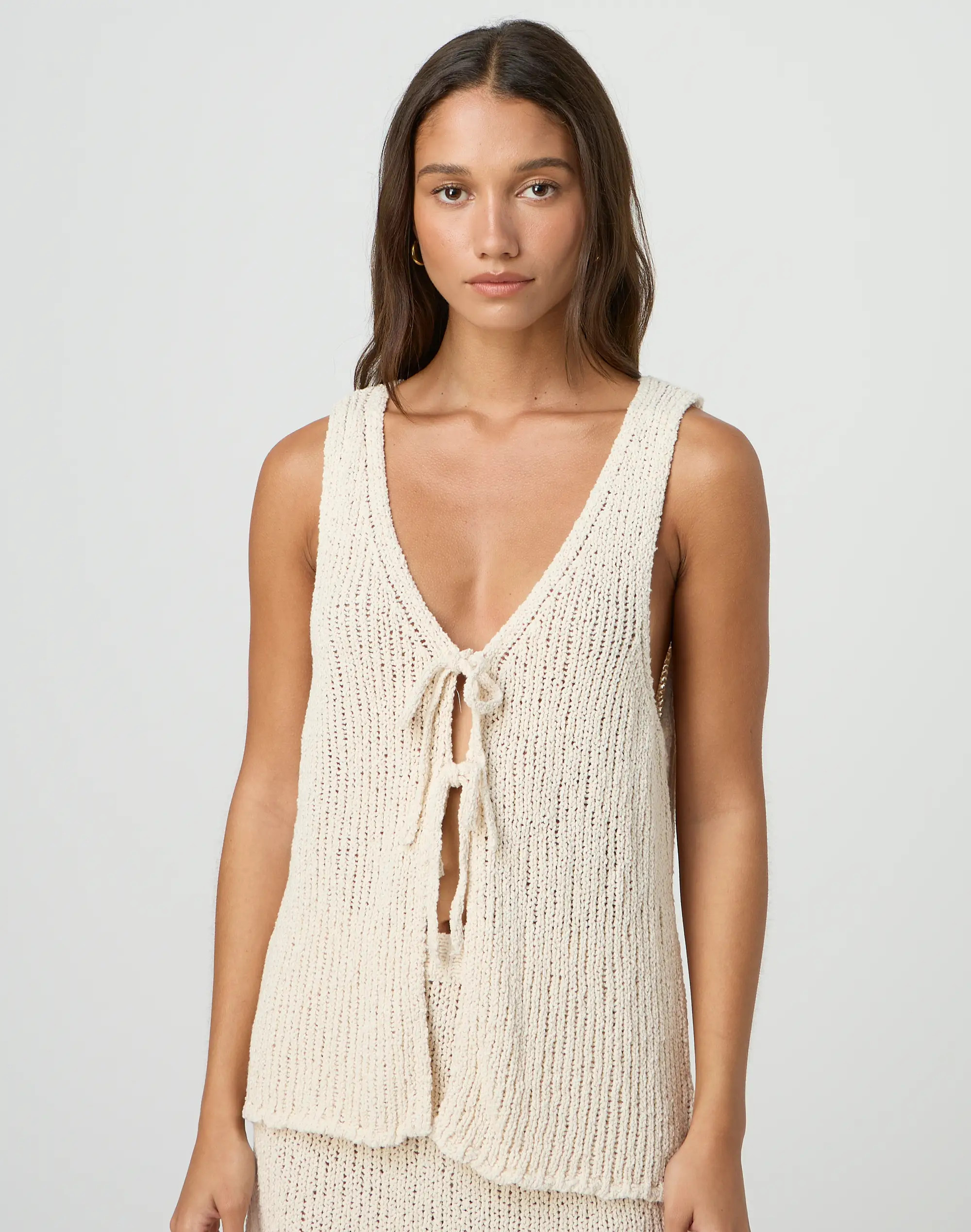 Knit Tie Front Vest in Black | Glassons | Glassons (Australia)