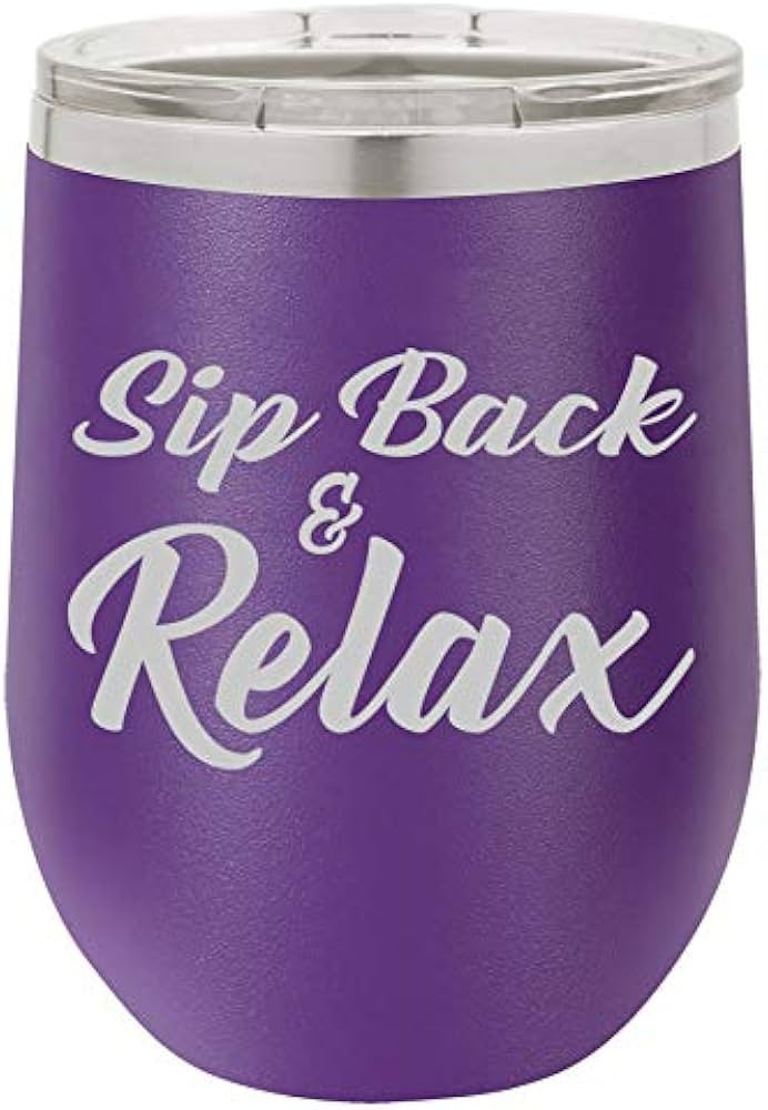 12 oz Double Wall Vacuum Insulated Stainless Steel Stemless Wine Tumbler Glass Coffee Travel Mug ... | Amazon (US)