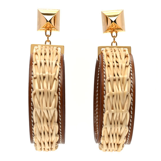 Wicker Swift Medor Picnic Earrings GM Gold | FASHIONPHILE (US)