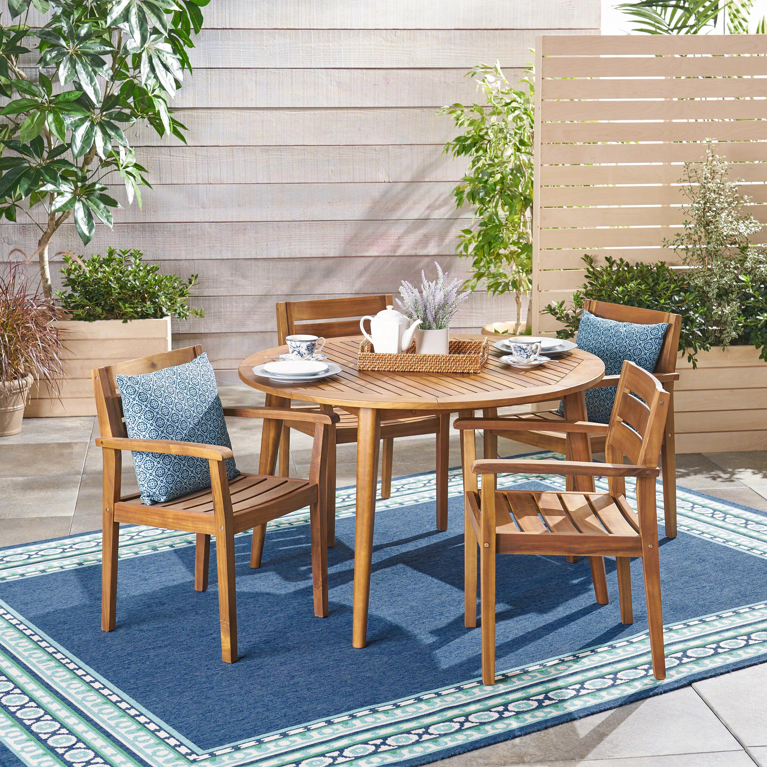 Union Rustic Schmitz 4 - Person Round Outdoor Dining Set & Reviews | Wayfair | Wayfair North America