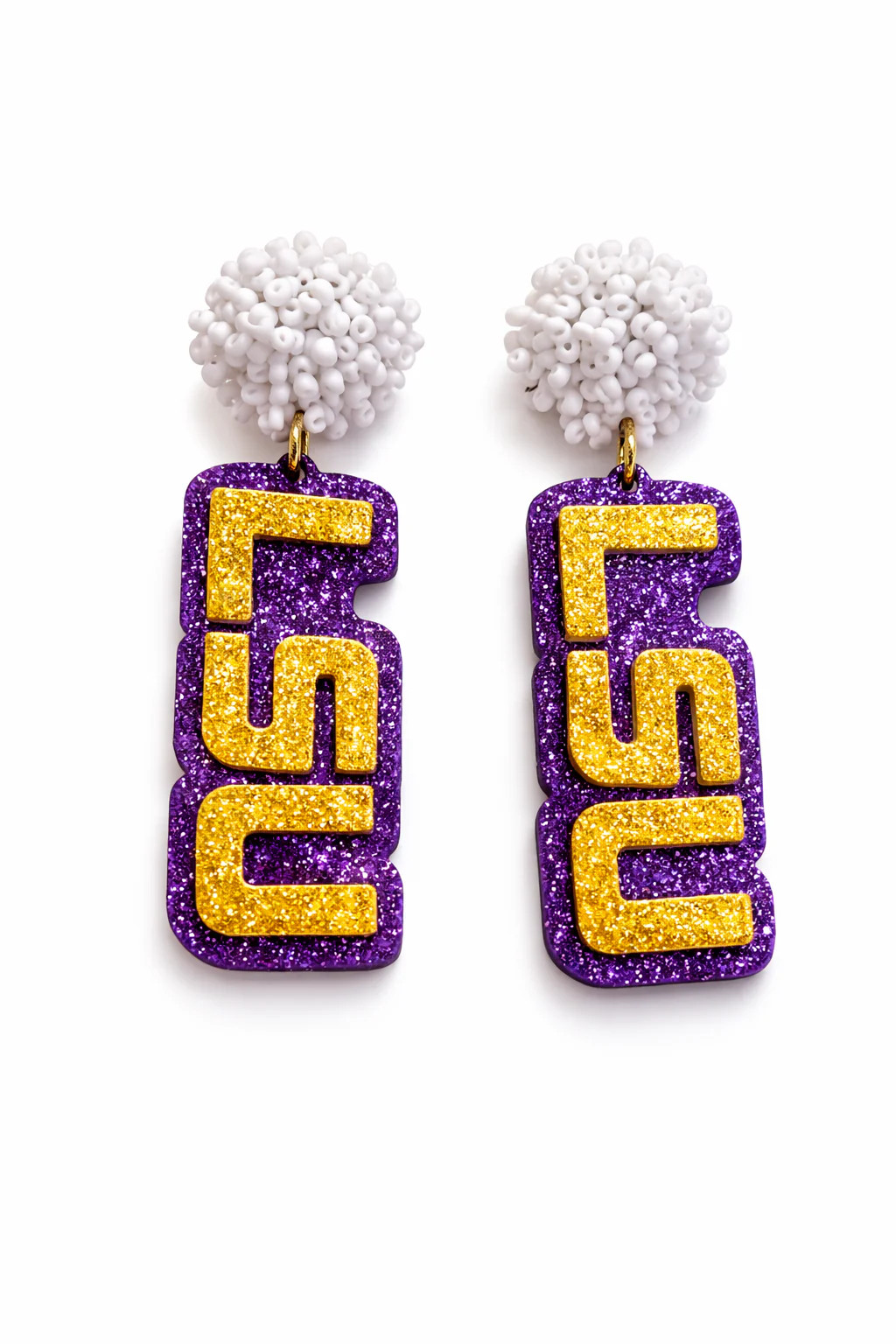 LSU Pom Pom Drop Earrings | Willow Boutique