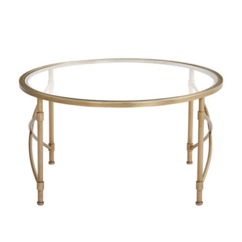 Maxwell Small Brass and Glass Round Coffee Table | Ballard Designs, Inc.