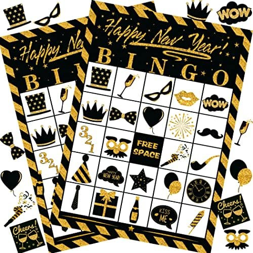 Joy Bang New Years Games for Kids Adults, New Years Bingo Cards 24 Players for Family Friends Lar... | Amazon (US)