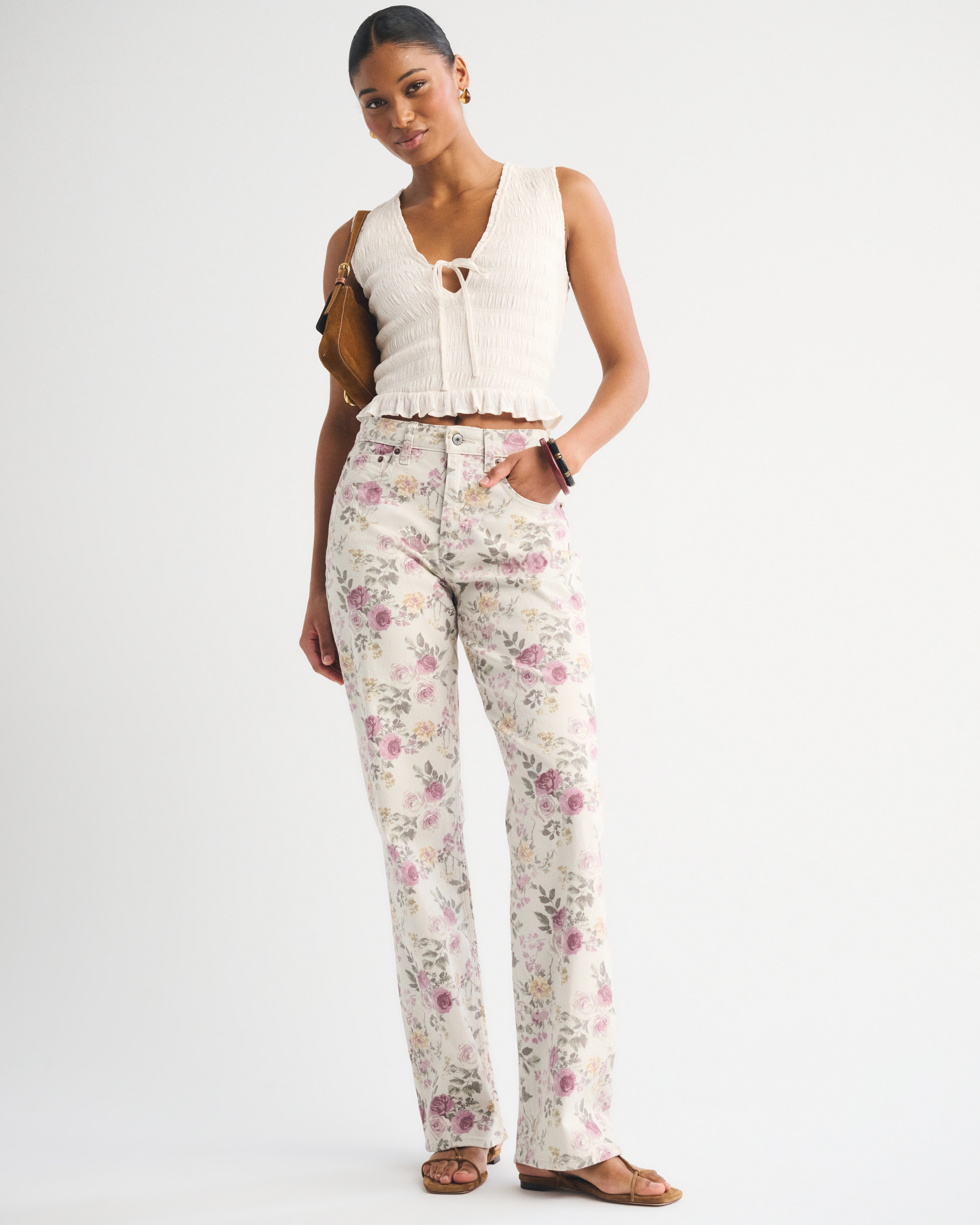 Curve Love High Rise 90s Relaxed Floral Print Jean | Abercrombie & Fitch (US)