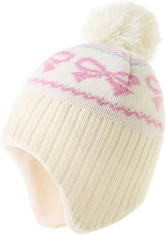 Moon Kitty Baby Girls Earflaps Knit Hats Infant Baby Beanies6-12Months | Amazon (US)