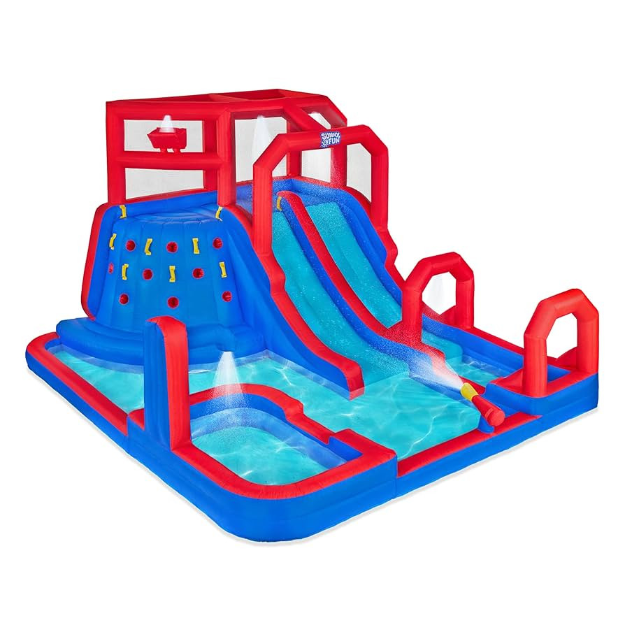 Sunny & Fun Mega Climb N’ Go Inflatable Water Slide Park – Heavy-Duty for Outdoor Fun - Climb... | Amazon (US)