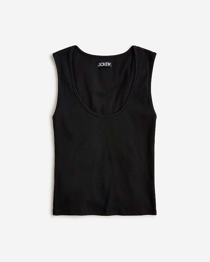 Cropped fine rib scoopneck tank top | J. Crew US