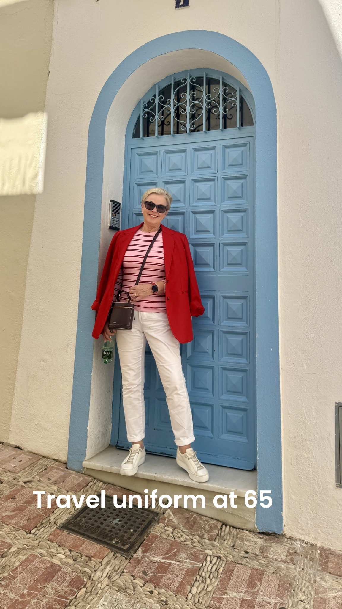 5 things I won’t travel without. 
Blazer, white pants, white sneakers, striped shirt and a crossbody bag  

#LTKOver40 #LTKMidsize #LTKootd