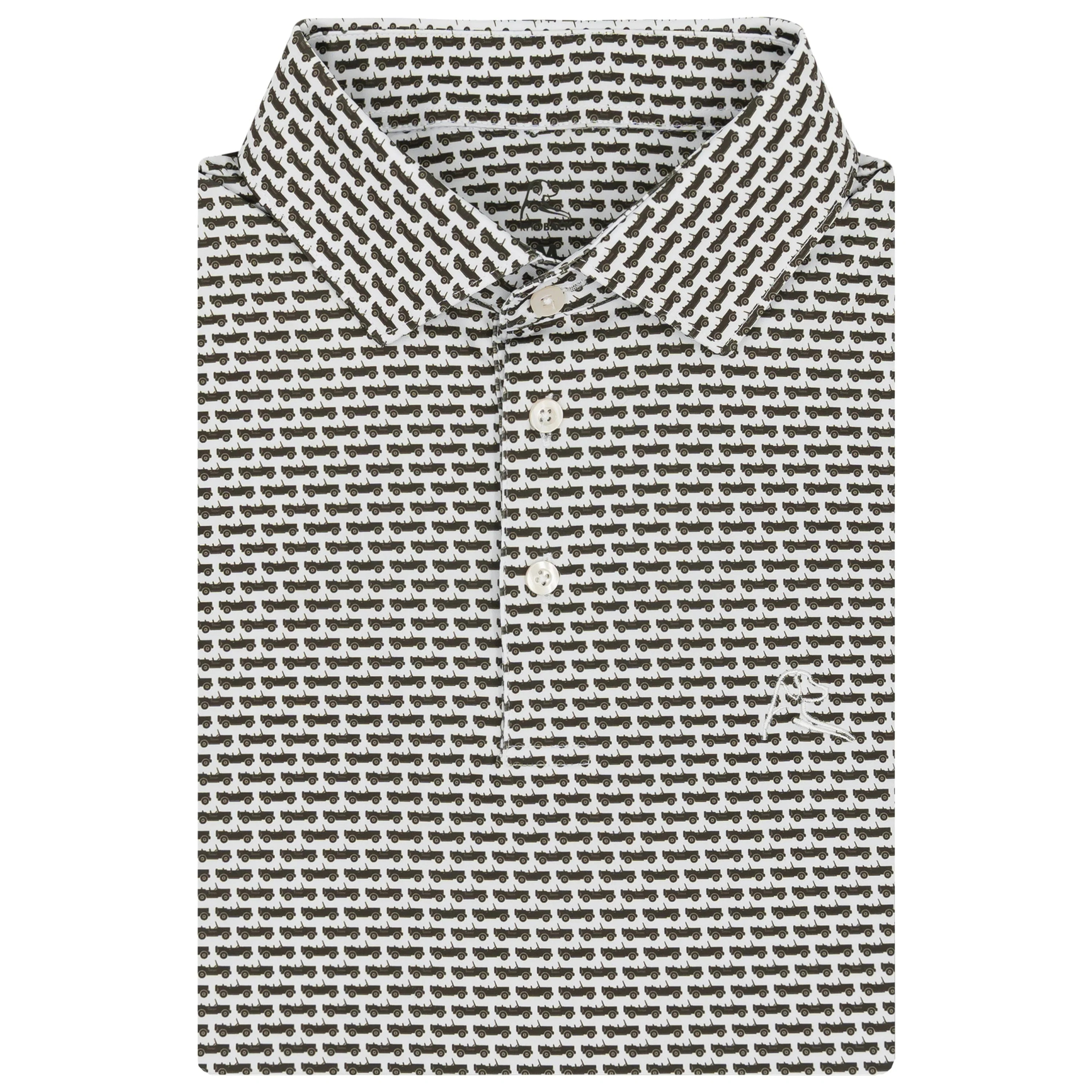 The Brigade 2.0 Performance Polo - White/Dark Olive - USA | Rhoback | RHOBACK