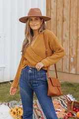 Pippa Marigold Yellow Long Sleeve Wrap Sweater | Magnolia Boutique