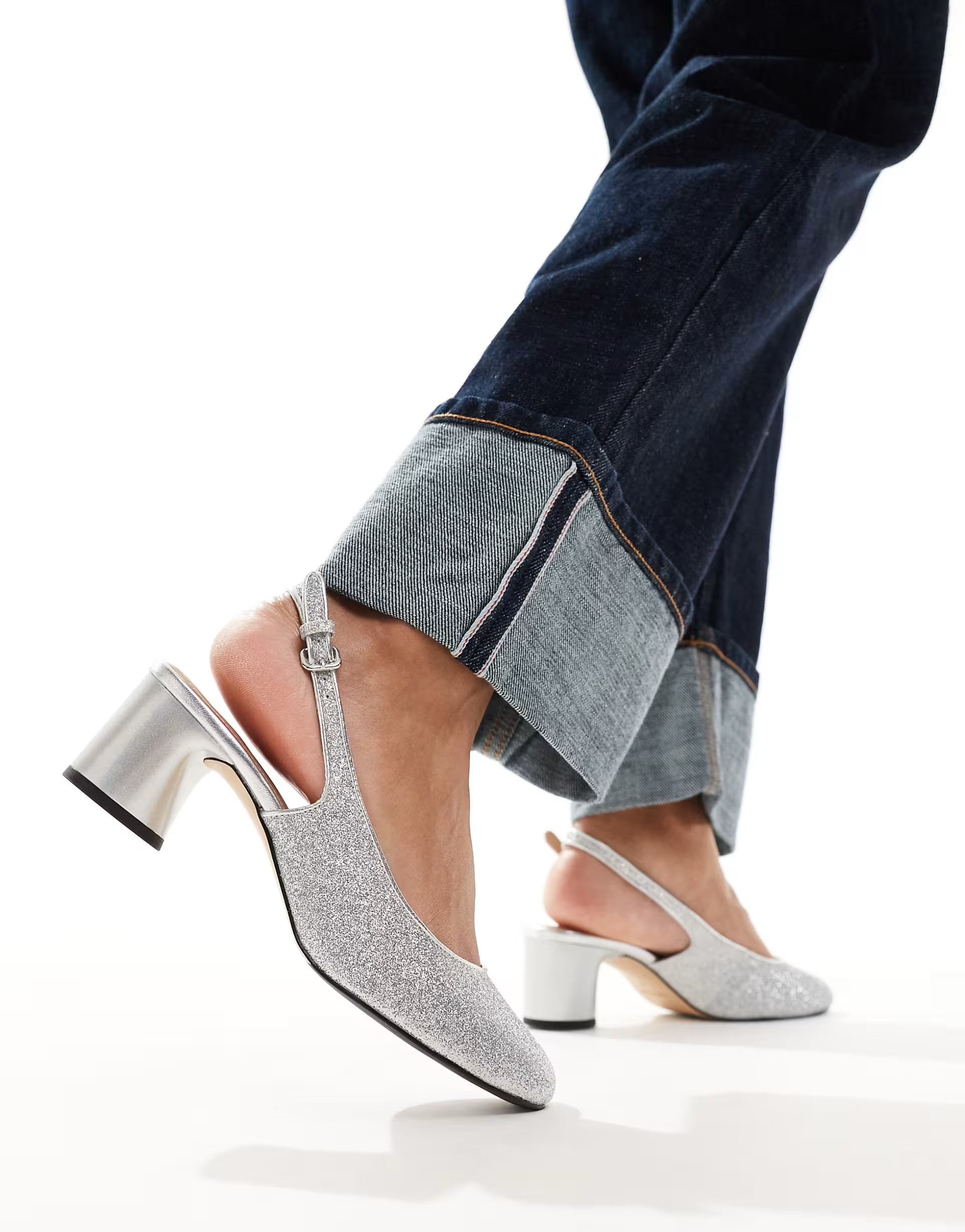 & Other Stories heeled slingback mary jane pumps in silver | ASOS (Global)