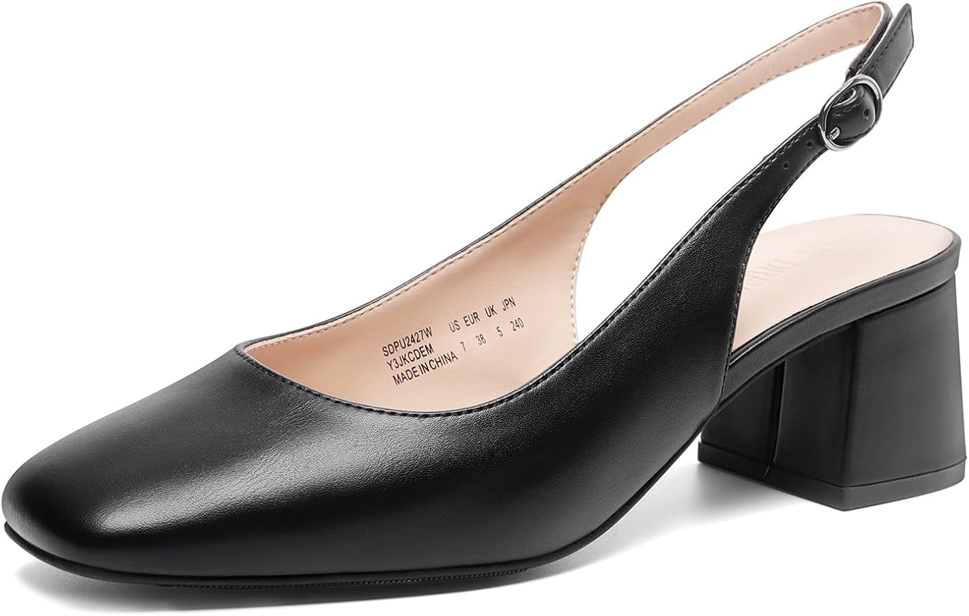 DREAM PAIRS Women's Low Chunky Heels Slingback Square Toe Block Dress Shoes Closed Toe Comfortabl... | Amazon (US)