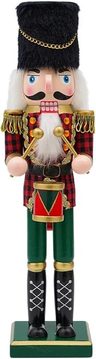 Nutcracker Christmas Decor, 14 inch Wooden Nutcrackers Figures, Handcrafted Drummer Collectible C... | Amazon (US)
