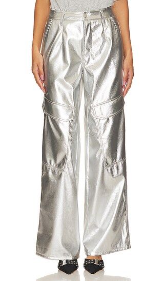 Faux Leather Wynn Cargo Pants in Silver Metallic | Revolve Clothing (Global)