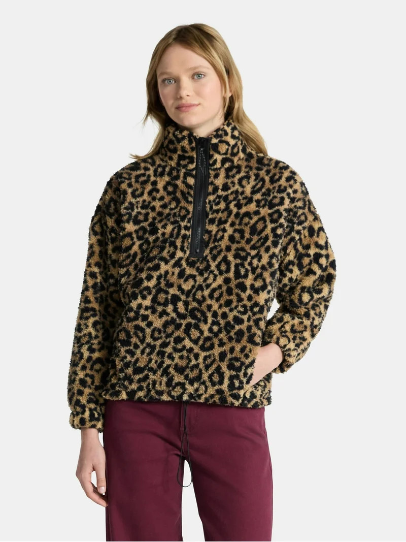 No Boundaries Plush Half-Zip Pullover, Women's | Walmart (US)