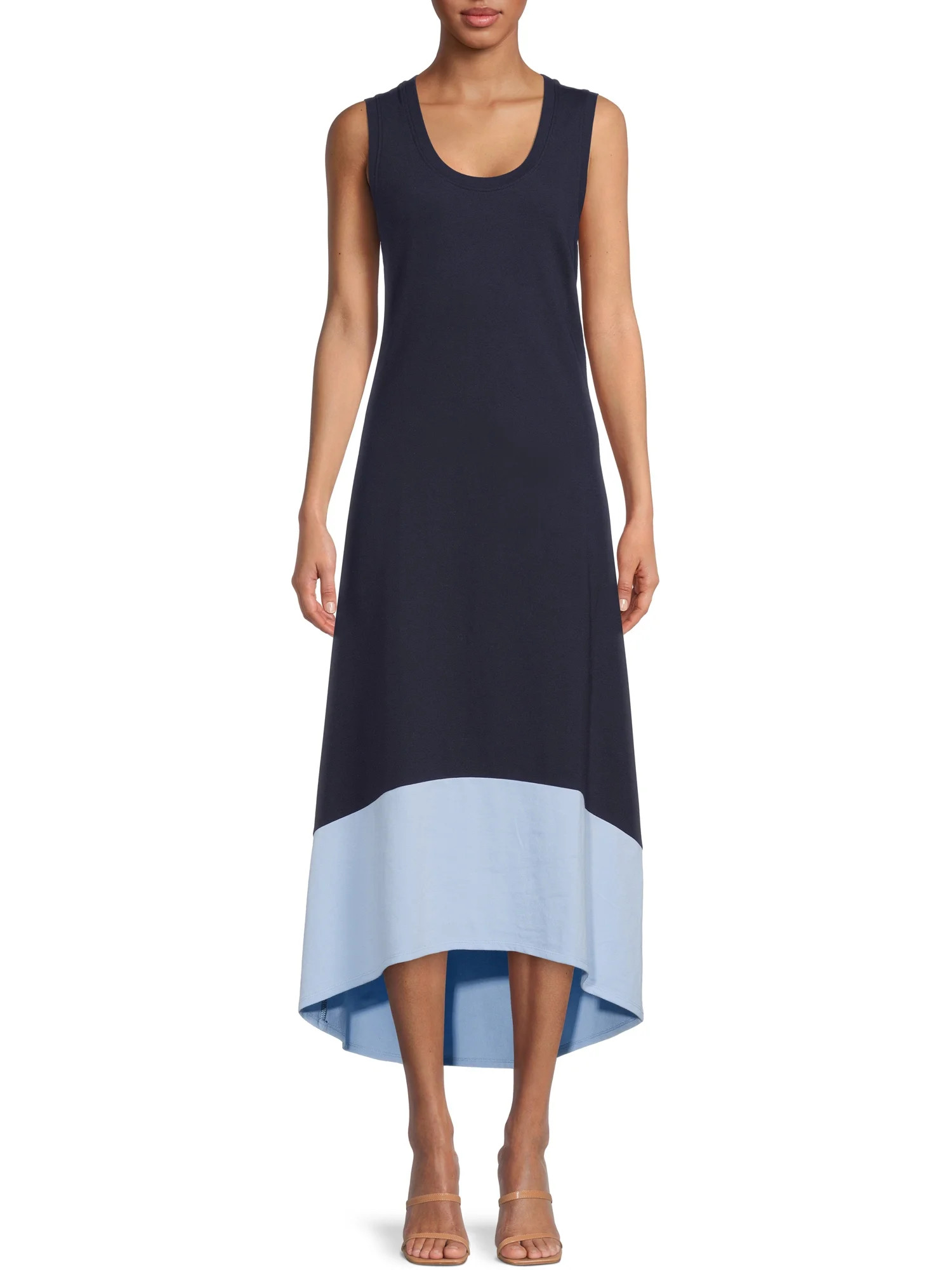 Time And Tru Women's Sleeveless High-Low Pique Knit Dress | Walmart (US)