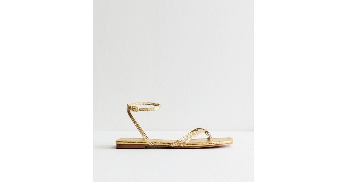 Public Desire Monsoon Gold Flat Sandals | New Look | New Look (UK)