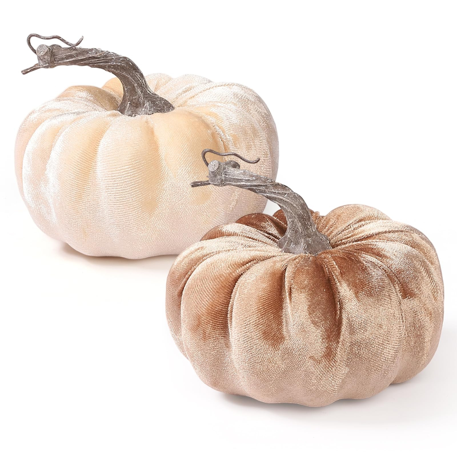 2pcs Velvet Pumpkins Decor Set,Artificial Fall Pumpkin Decor for Halloween Thanksgiving Harvest T... | Amazon (US)