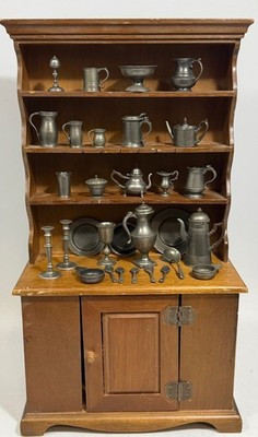 Miniature Reproductions of Important Antique American Pewter in Wood Cupboard | eBay US