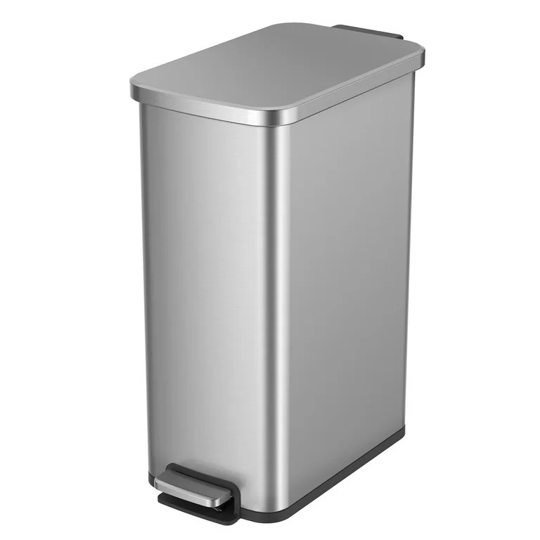 Better Homes & Gardens 13.2 Gallon Slim Trash Can, Stainless Steel Kitchen Step Trash Can | Walmart (US)