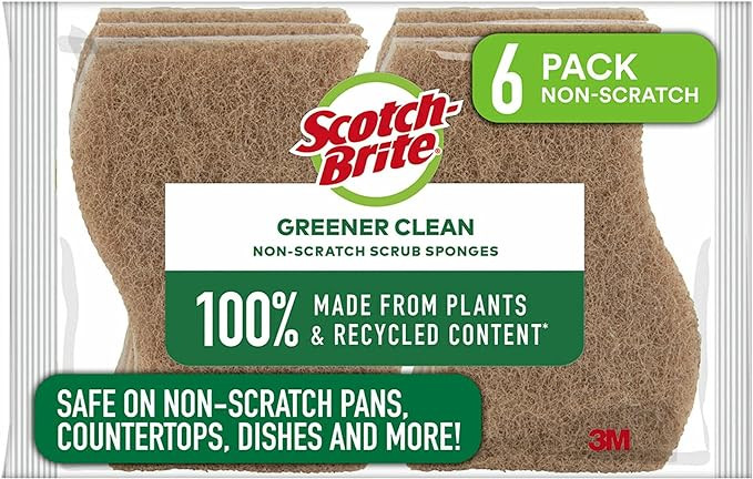 Scotch-Brite Greener Clean Scrub Sponges, Natural Sponges for Cleaning Kitchen, Bathroom, and Hou... | Amazon (US)