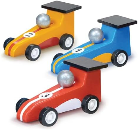 Mentari Toys - Pullback Racers - 3pc Colorful Wooden Racing Cars - Speedy Racers for Action-Packe... | Amazon (US)