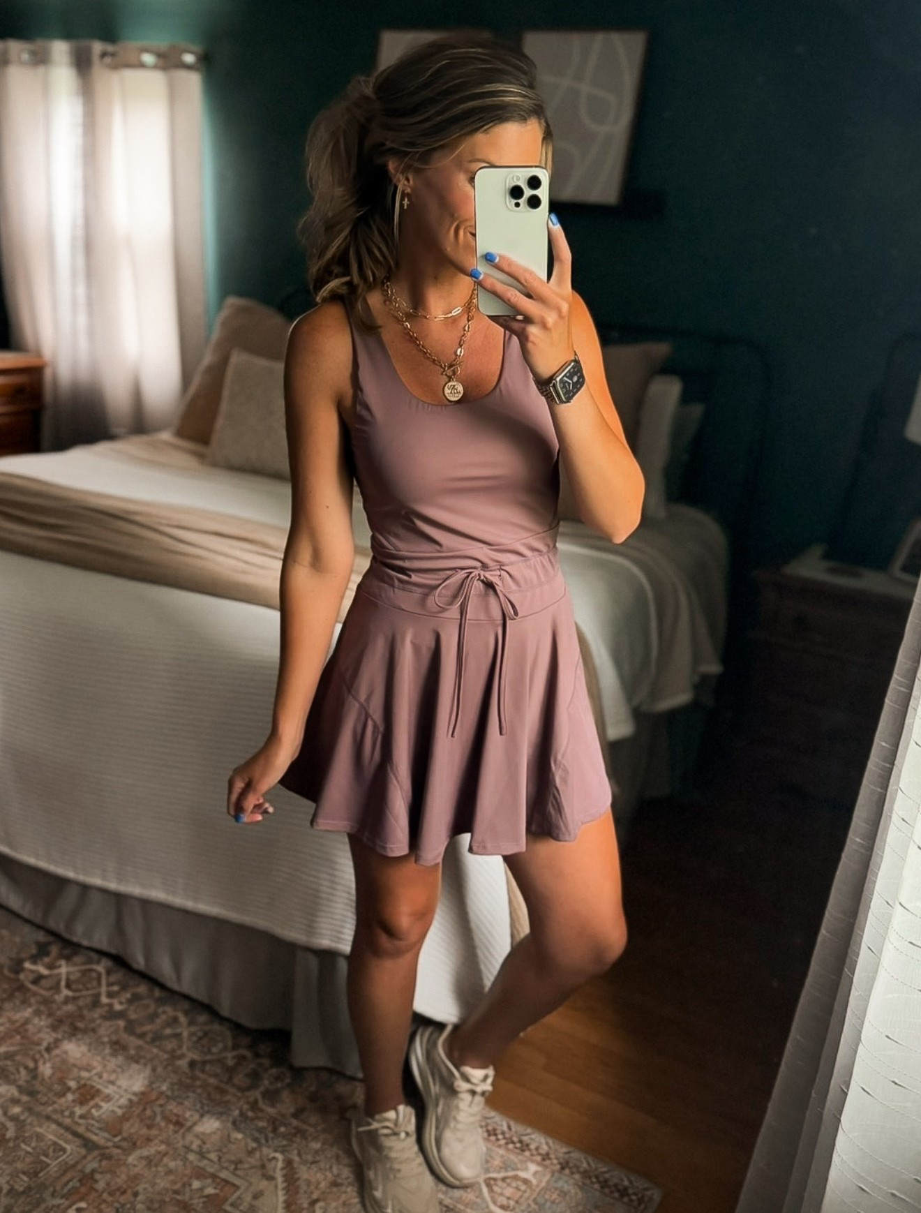 Love that this athletic dress has a tie waist. 
Wearing medium.

#LTKActive #LTKSeasonal #LTKOver40