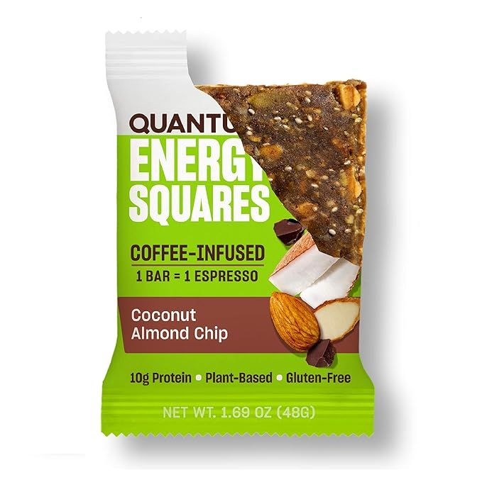 Quantum Energy Squares, Coffee-Infused Energy Bars, Coconut with Almonds & Chocolate, 8 Bars | Amazon (US)