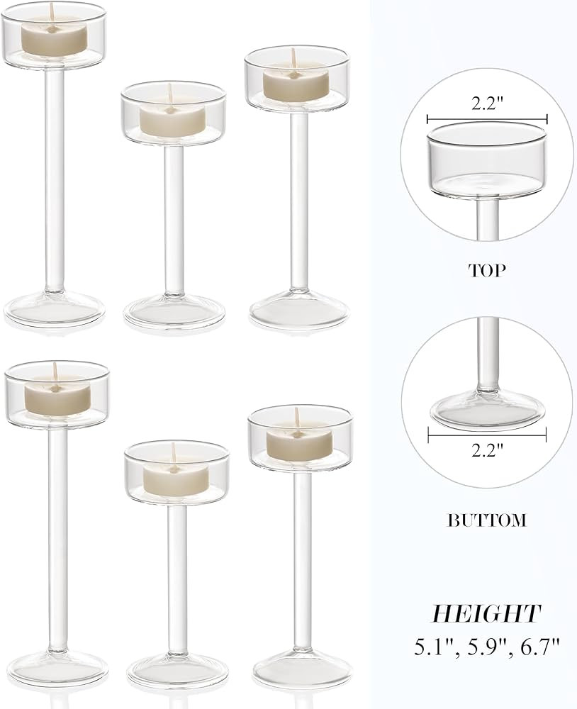 Tealight Candle Holder, Glass Candle Holder, Clear Wedding Hurricane Tall Elegant Ideal for Dinin... | Amazon (US)