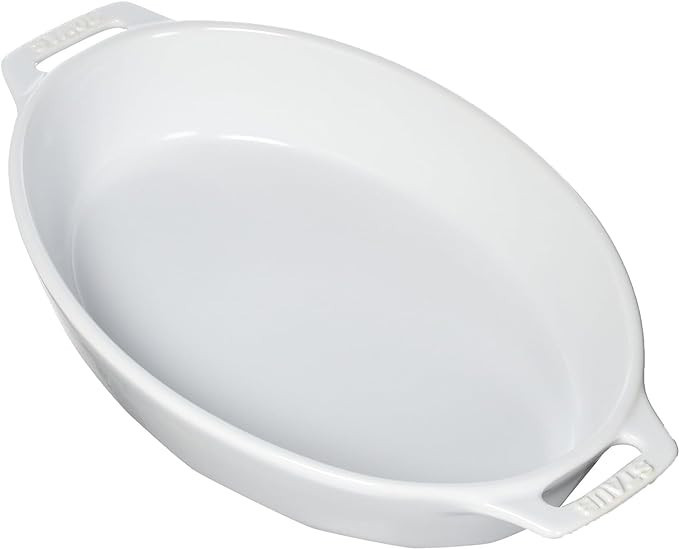 STAUB Ceramics Oval Baking Dish, 11-inch, White | Amazon (US)