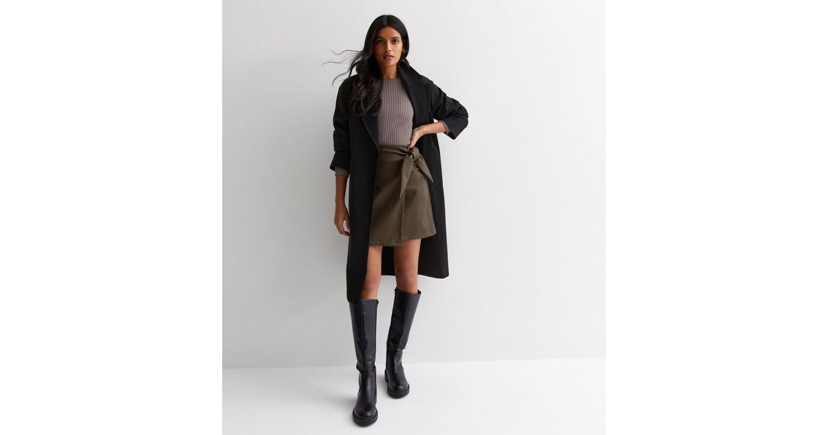 Khaki Leather-Look Tie Wrap Mini Skirt
						
						Add to Saved Items
						Remove from Saved It... | New Look (UK)