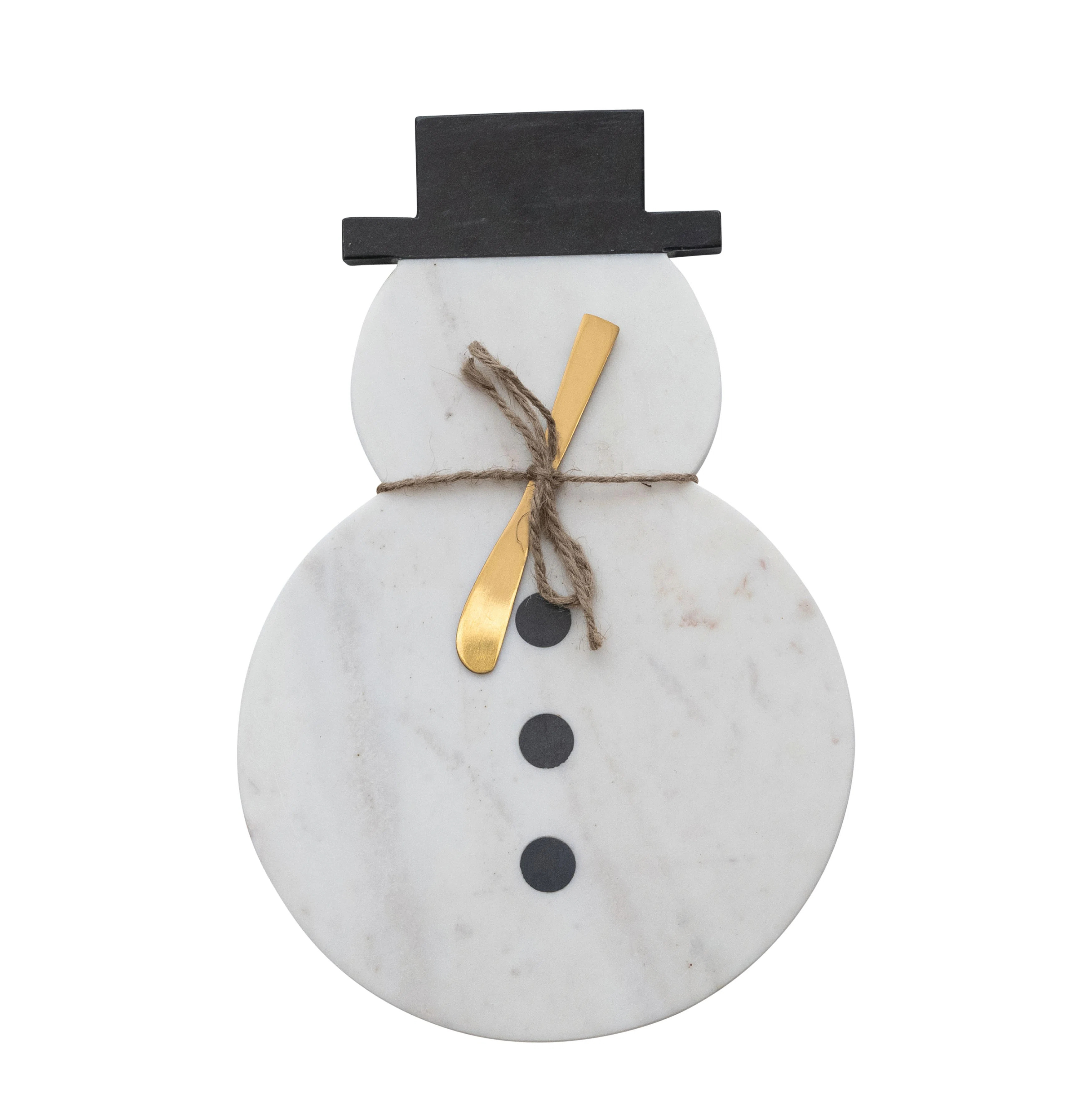 Marble Snowman Shaped Cheese and Cutting Board with Stainless Steel Canape Knife | Wayfair North America