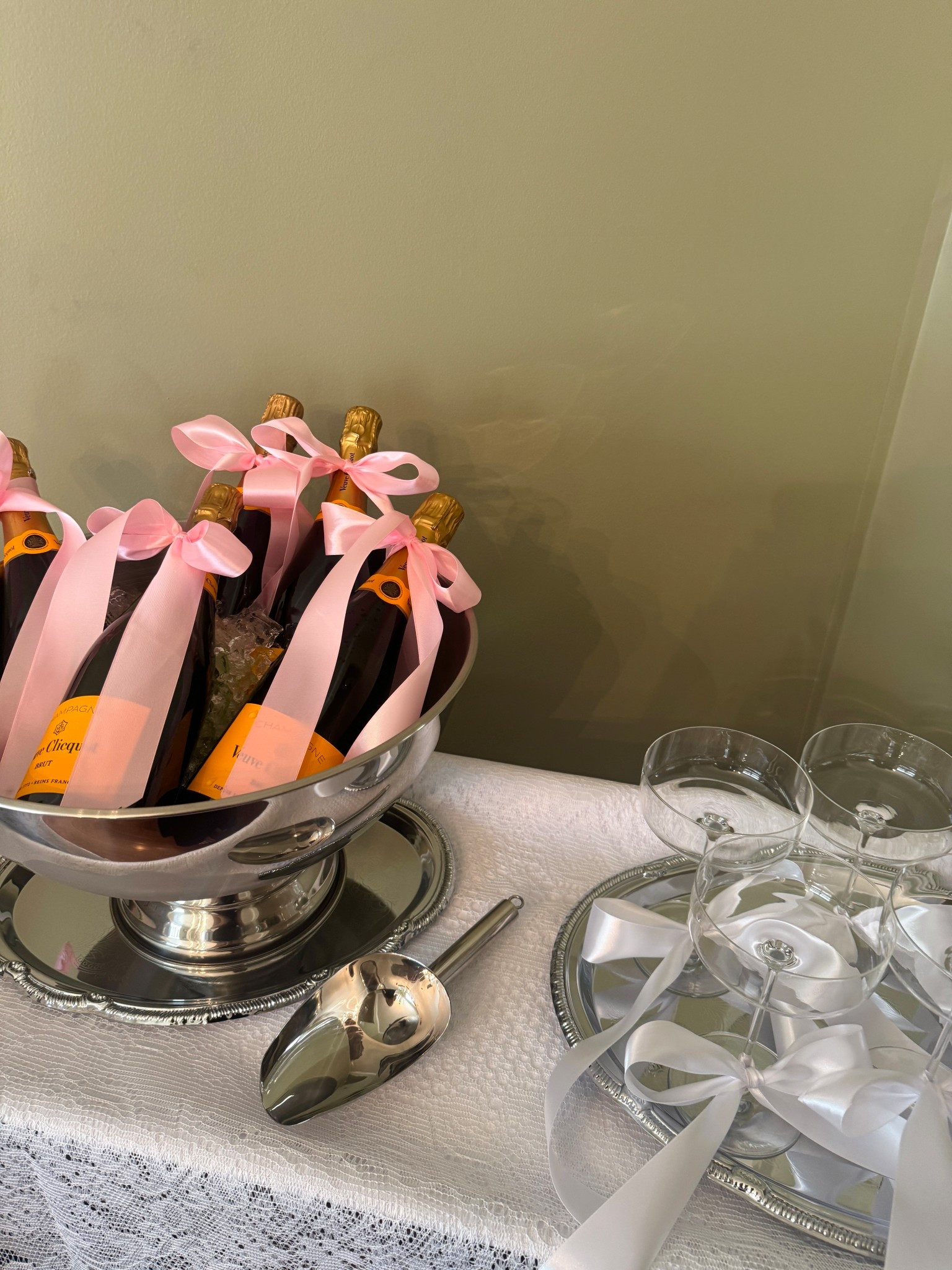 Galentine’s Day Party Inspiration 
• add pink bows to your champagne 
• chill champagne in an oversized silver champagne bucket 
• tie bows to champagne coupes and display on silver trays 

Valentine’s Day party,  Valentine’s Day , Galentines  

#LTKHome #LTKSeasonal #LTKFindsUnder50