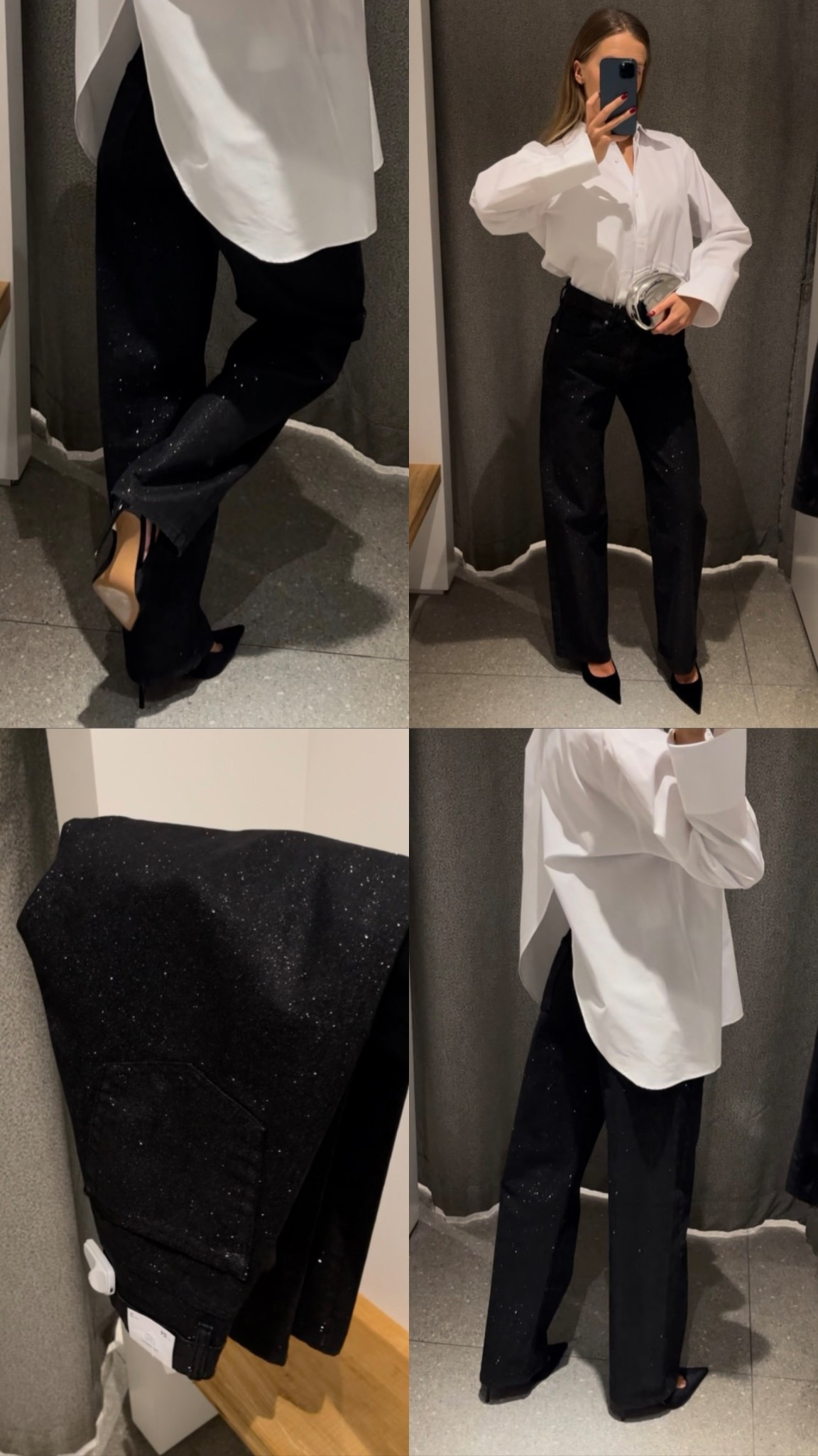 Shiny jeans for holiday parties ✨ I’m wearing the jeans in size 36 

#LTKdatenight #LTKfestive #LTKpartywear