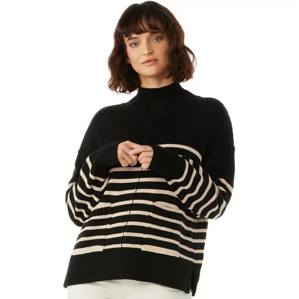 Free Assembly Women's Boxy Mock Neck Sweater | Walmart (US)