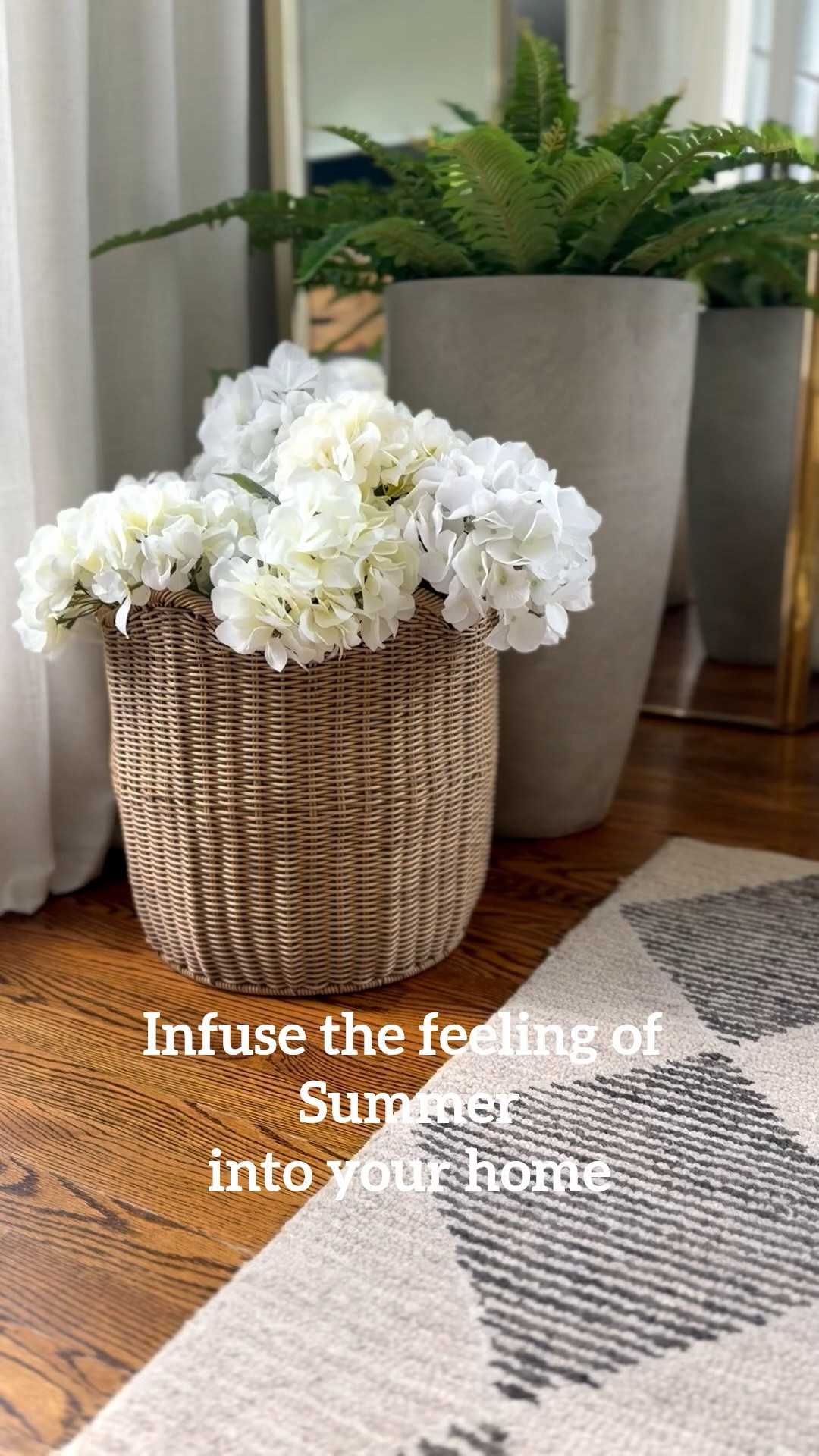 summer home refresh 🌼
Easily infuse the feeling of summer into your home decor with realistic artificial plants and faux florals in coastal / cottage-core style planters 🪴


🍋  Pair a 45” boston fern with an oversized concrete or wicker planter (the ones linked are uv-safe & meant for outdoors!) to achieve a grandmillennial / coastal cottage style aesthetic this summer!

NOTES:
👉🏻  the wicker planter with scalloped top is from Marshall’s (sold out online)
👉🏻  the faux hydrangeas are a mixture of two types from Amazon & two individual XL stems from Pottery Barn (sold out)



.
.
summer home decorating tips 
interior design tips
affordable woven planters 
oversized concrete planters
large real touch ferns under $20
coastal style outdoor decor
#summerdecor #summerhome #coastalstyle  #affordabledecor #beachhousestyle #cottagecore
#coastalliving

#LTKSeasonal #LTKvlog #LTKHome