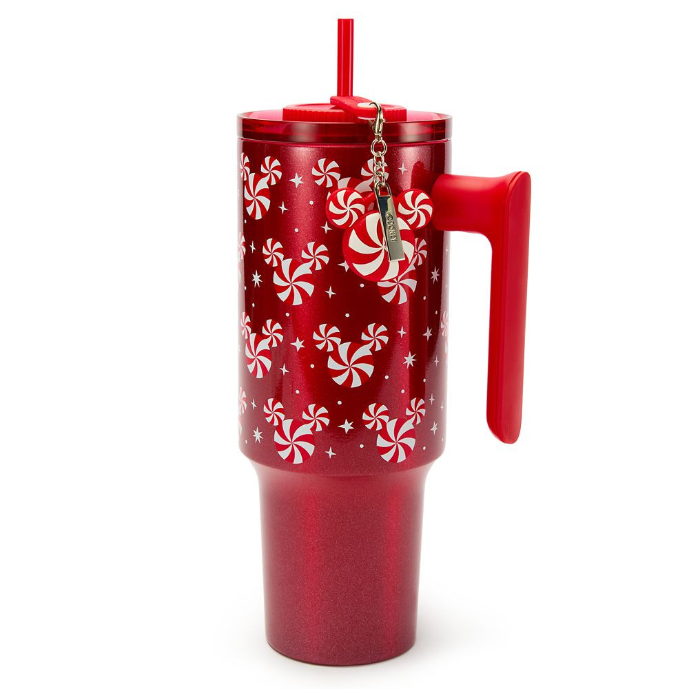 Mickey Mouse Icon Peppermint Swirl 40 oz. Starbucks® Stainless Steel Travel Tumbler with Charm | Disney Store