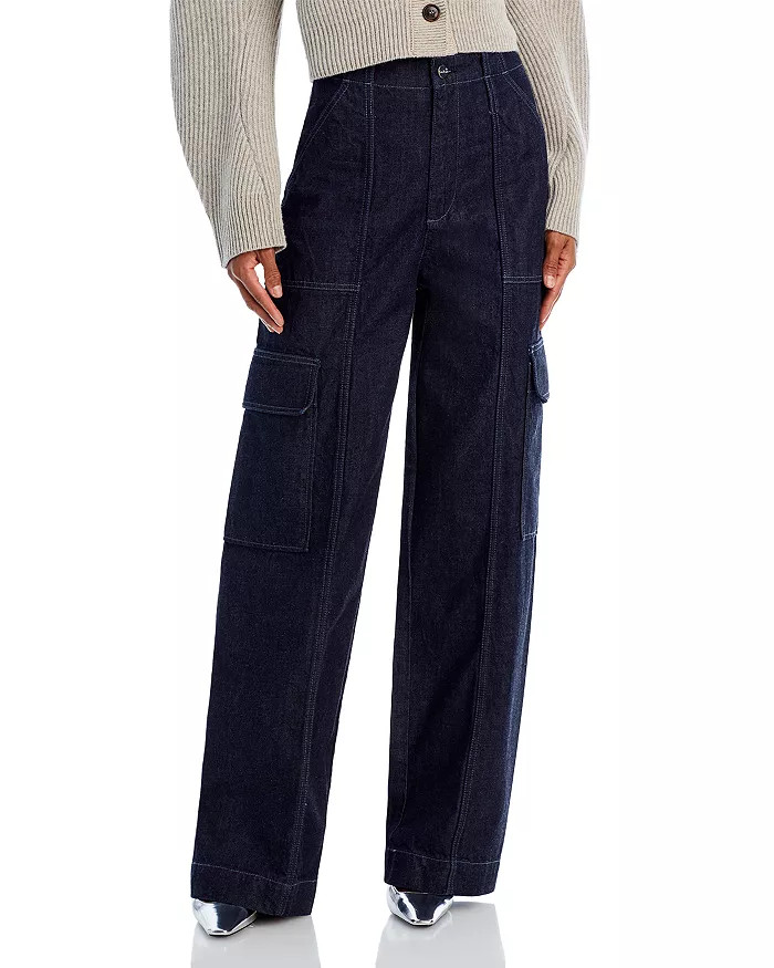 x EmRata Amia High Rise Wide Leg Cargo Trouser Jeans in Prince St | Bloomingdale's (US)