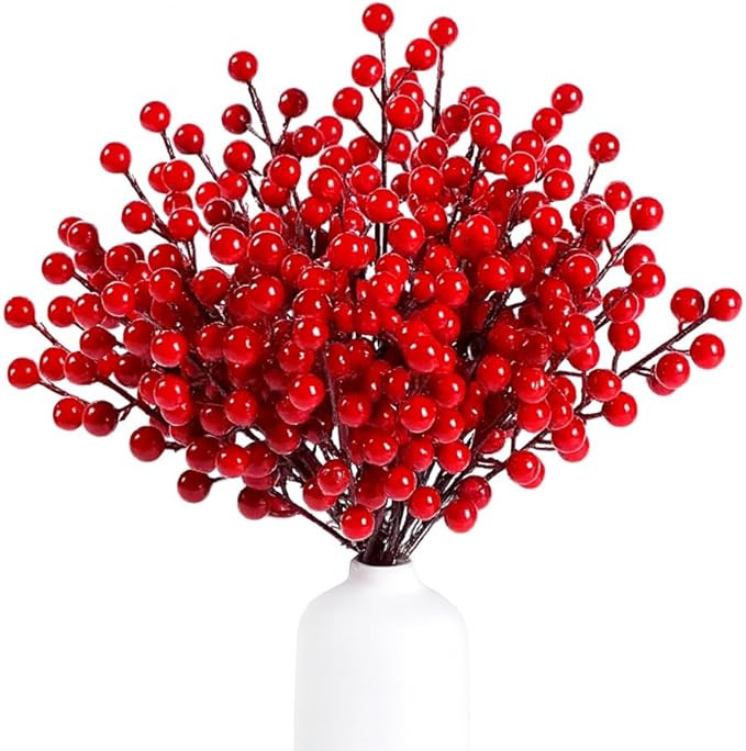 Kit 3 Galhos de Azevinho Artificial Vermelho – Enfeite Natalino com Frutinhas Tipo Cereja Berry... | Amazon (BR)