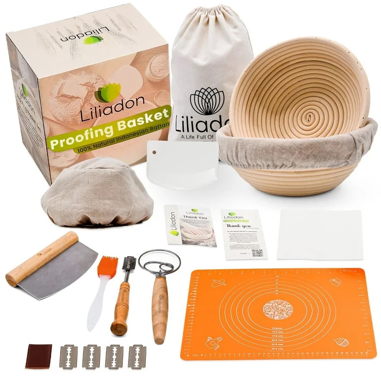 Liliadon Bread Proofing Basket, Sourdough Bread Baking Starter Kit, Set of 11-2 Round 9 Inches Ba... | Walmart (US)